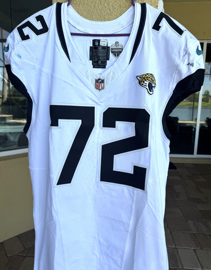 Walker Little GAME USED 10/13/2024 Jacksonville Jaguars 🐆 Nike NFL On-Field Jersey 👕 vs. Chicago Bears (London Game)