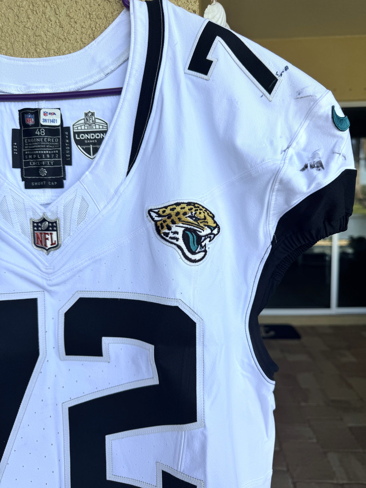 Walker Little GAME USED 10/13/2024 Jacksonville Jaguars 🐆 Nike NFL On-Field Jersey 👕 vs. Chicago Bears (London Game)