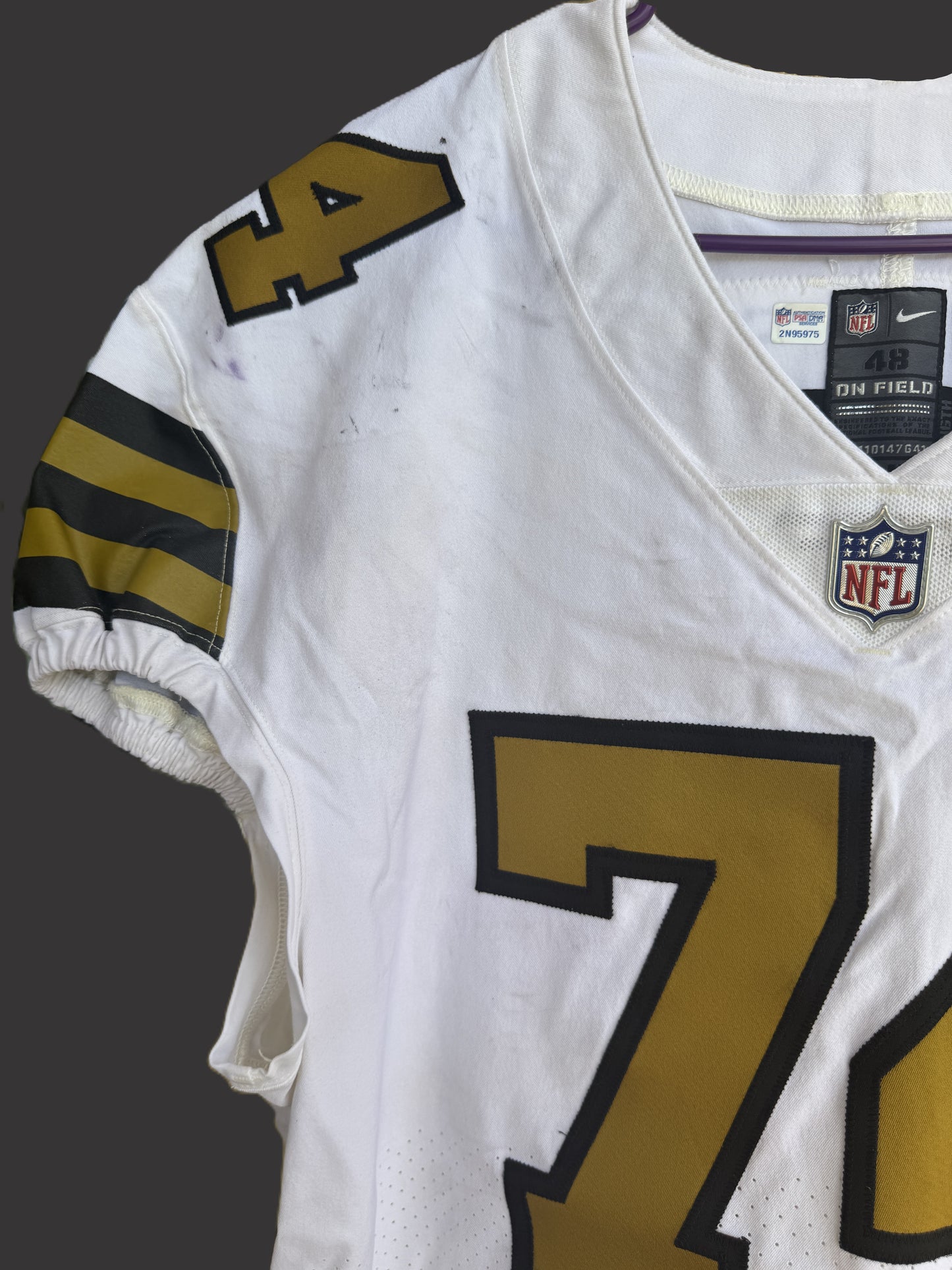 James Hurst GAME WORN 💪 10/02/2022 PHOTO MATCHED 📸 New Orleans Saints Nike NFL Jersey👕 vs. Minnesota Vikings with PSA Authentication 🛡️