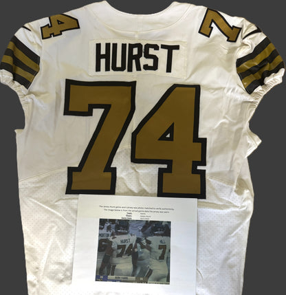 James Hurst GAME WORN 💪 10/02/2022 PHOTO MATCHED 📸 New Orleans Saints Nike NFL Jersey👕 vs. Minnesota Vikings with PSA Authentication 🛡️