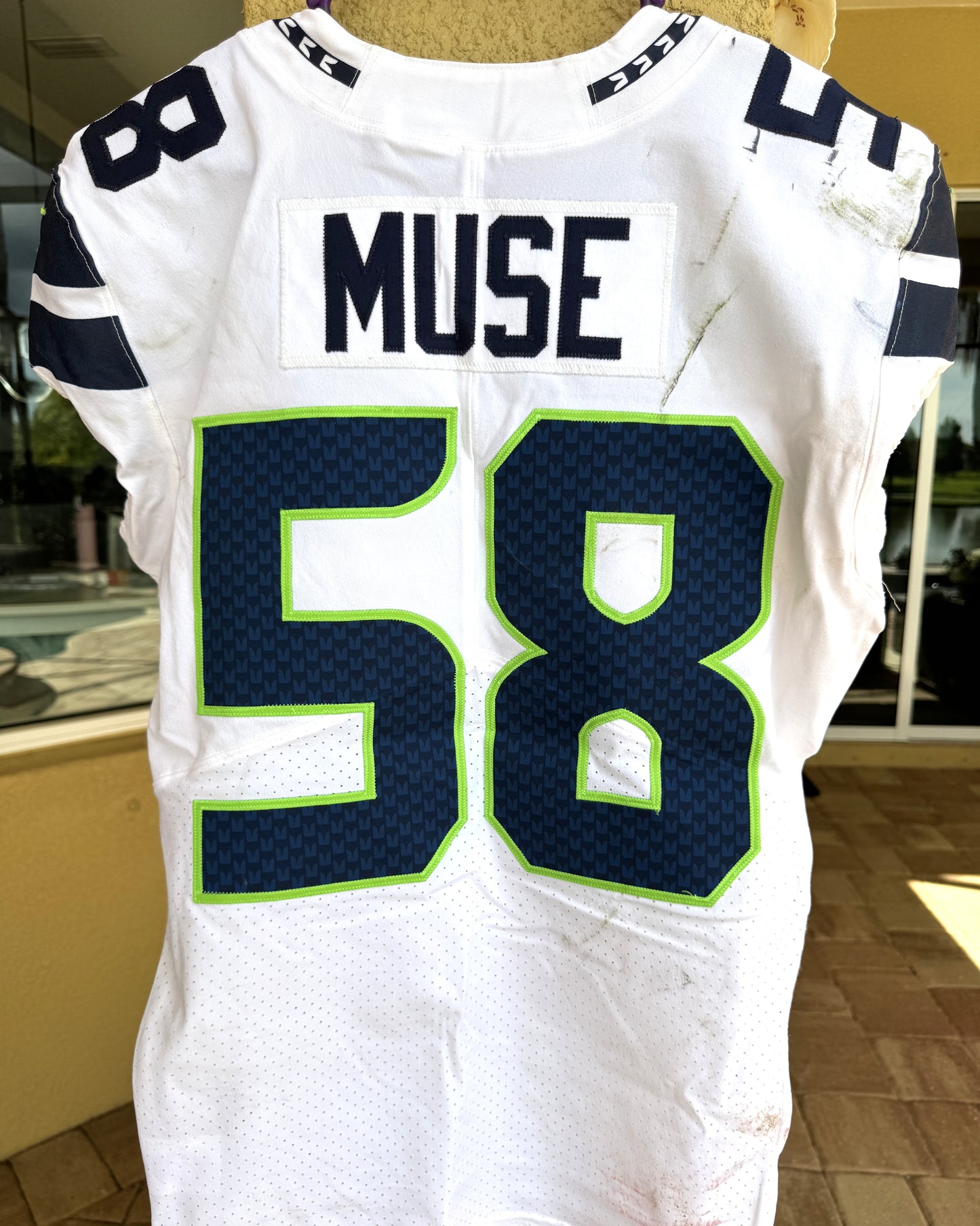 Tanner Muse GAME-WORN 💪 11/13/22 PHOTO MATCHED 📸 Seattle Seahawks NFL Jersey 👕 vs Bucs inc. PSA COA