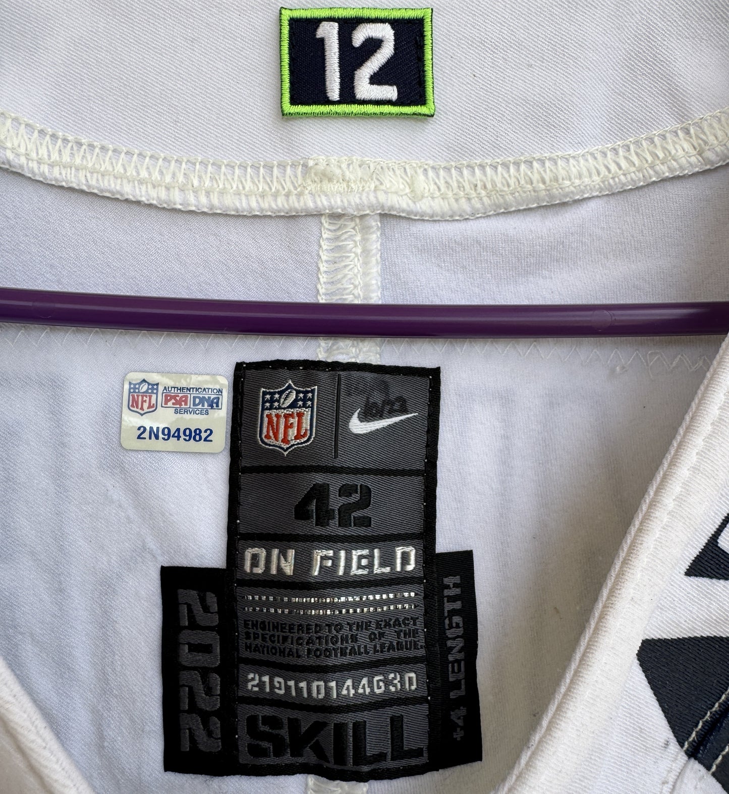 Tanner Muse GAME-WORN 💪 11/13/22 PHOTO MATCHED 📸 Seattle Seahawks NFL Jersey 👕 vs Bucs inc. PSA COA