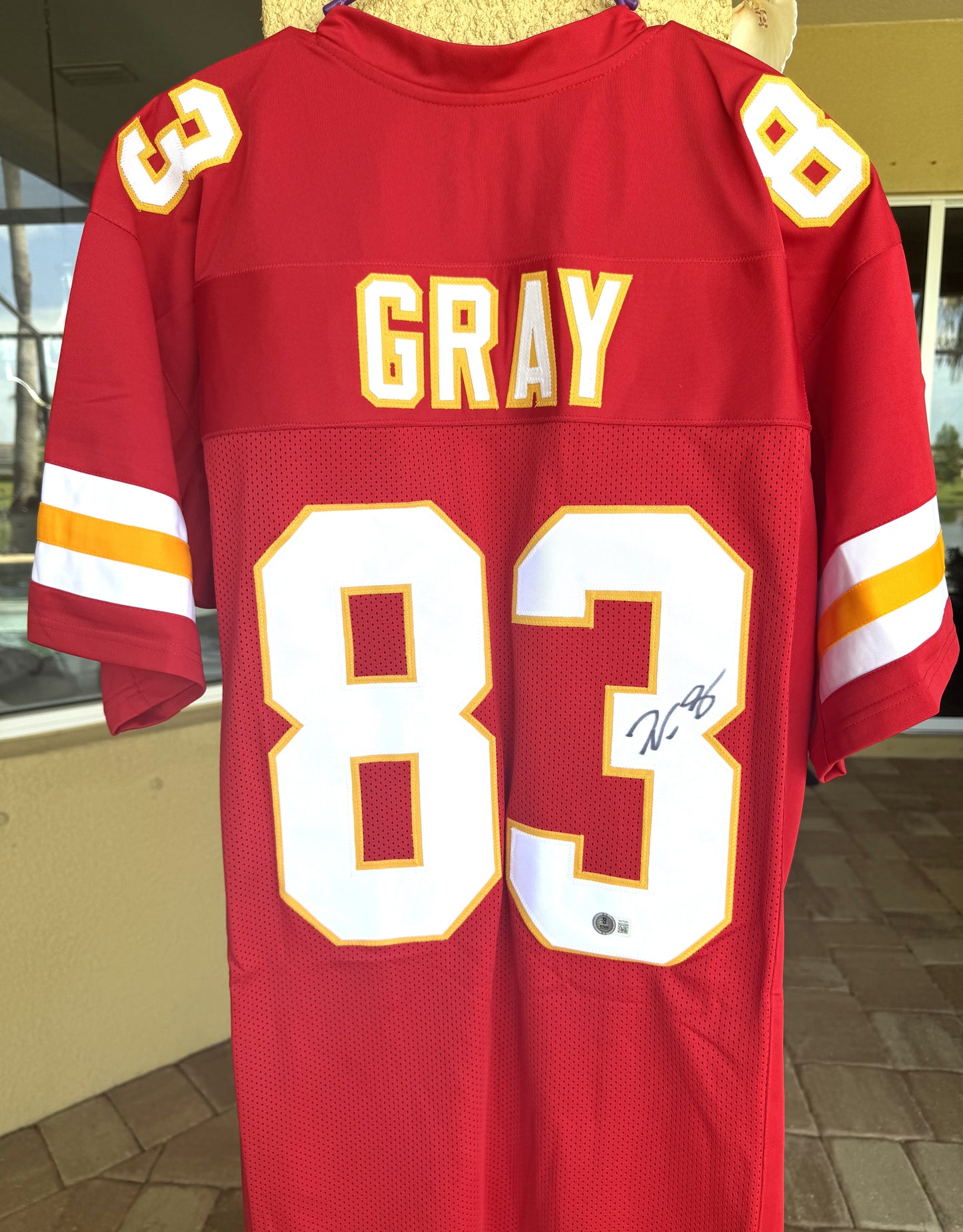 Noah Gray HAND-SIGNED✍️ Kansas City Chiefs RED Jersey🎽 – RARE Beckett Authenticated 🏈🔥