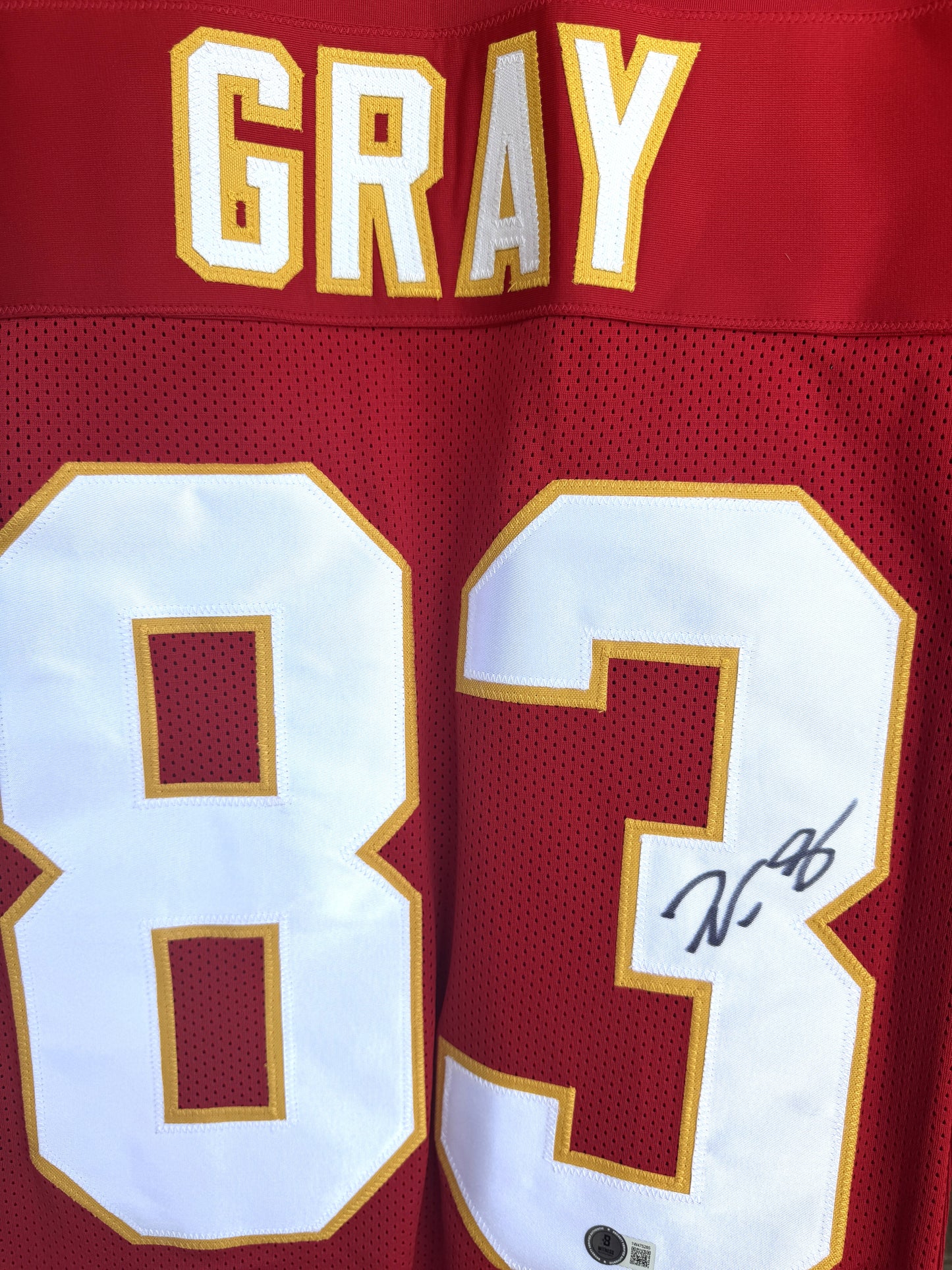 Noah Gray HAND-SIGNED✍️ Kansas City Chiefs RED Jersey🎽 – RARE Beckett Authenticated 🏈🔥