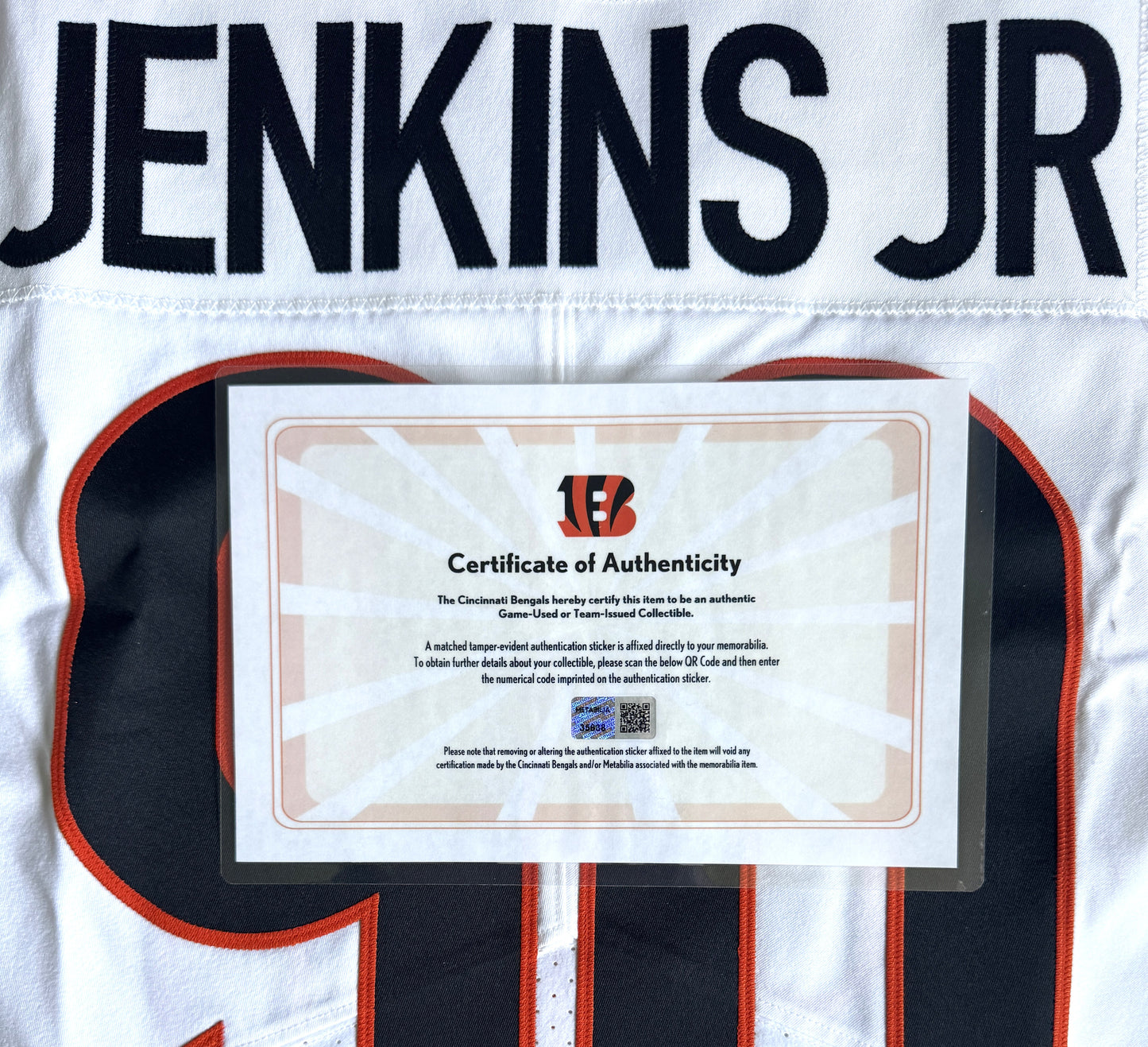 Kris Jenkins Jr. Game-Issued 💪Cincinnati Bengals🐅NFL Jersey – Nike includes COA⭐
