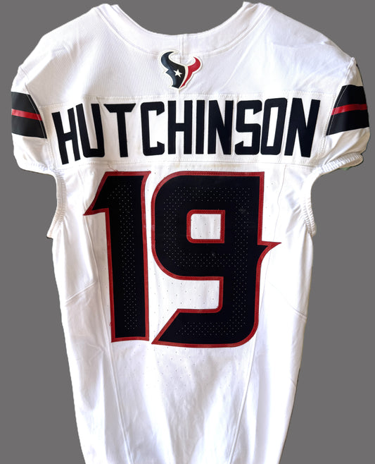 Xavier Hutchinson GAME WORN 💪 10/13/24 Houston Texans 🐂 NFL Jersey 👕 Victory over the New England Patriots inc. Metabilia COA 🛡️