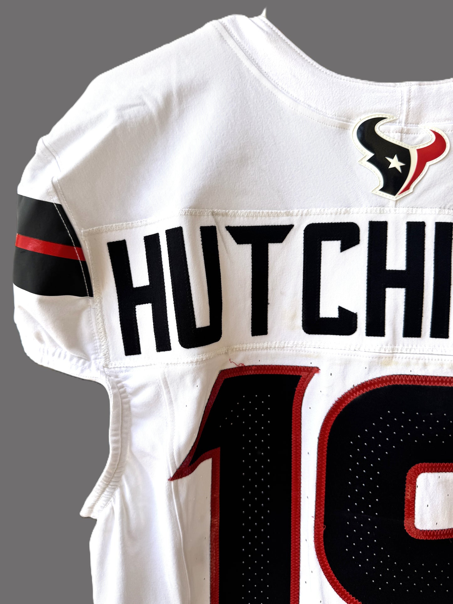 Xavier Hutchinson GAME WORN 💪 10/13/24 Houston Texans 🐂 NFL Jersey 👕 Victory over the New England Patriots inc. Metabilia COA 🛡️