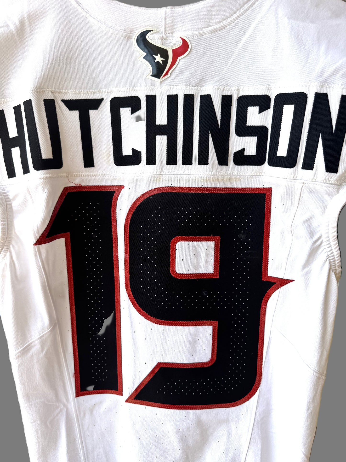 Xavier Hutchinson GAME WORN 💪 10/13/24 Houston Texans 🐂 NFL Jersey 👕 Victory over the New England Patriots inc. Metabilia COA 🛡️
