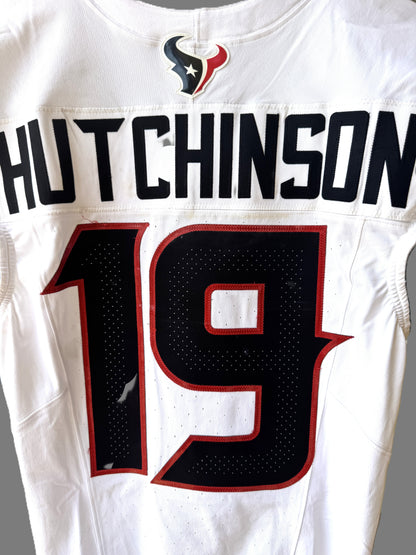 Xavier Hutchinson GAME WORN 💪 10/13/24 Houston Texans 🐂 NFL Jersey 👕 Victory over the New England Patriots inc. Metabilia COA 🛡️