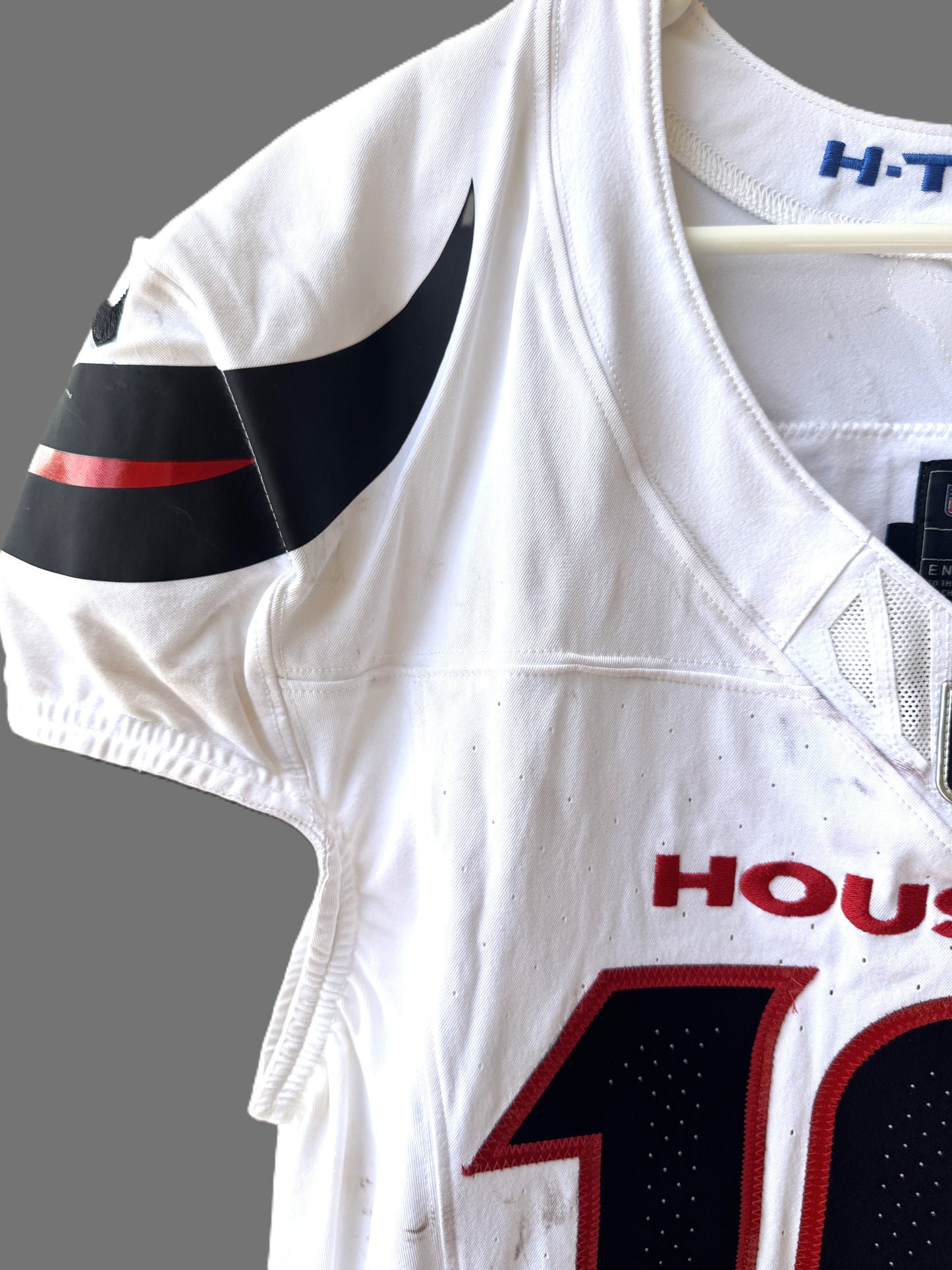 Xavier Hutchinson GAME WORN 💪 10/13/24 Houston Texans 🐂 NFL Jersey 👕 Victory over the New England Patriots inc. Metabilia COA 🛡️
