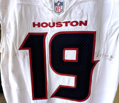 Xavier Hutchinson GAME WORN 💪 10/13/24 Houston Texans 🐂 NFL Jersey 👕 Victory over the New England Patriots inc. Metabilia COA 🛡️