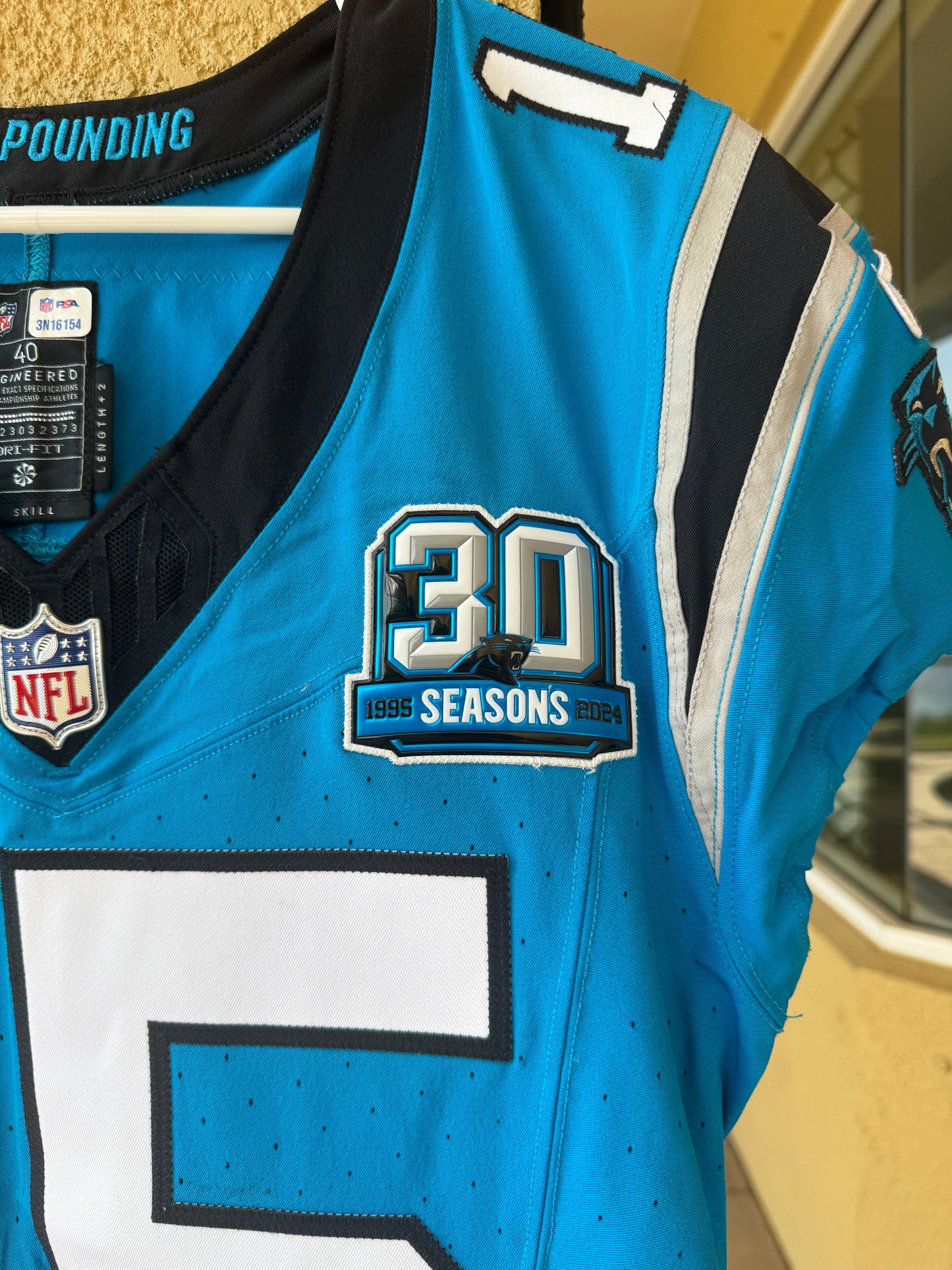 Jonathan Mingo Game Worn💪10/13/24 Carolina Panthers🐆vs.Falcons NFL Jersey👕vs. Falcons Also includes PSA Authentication