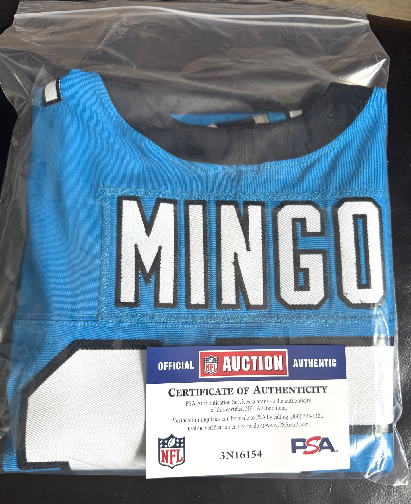 Jonathan Mingo Game Worn💪10/13/24 Carolina Panthers🐆vs.Falcons NFL Jersey👕vs. Falcons Also includes PSA Authentication