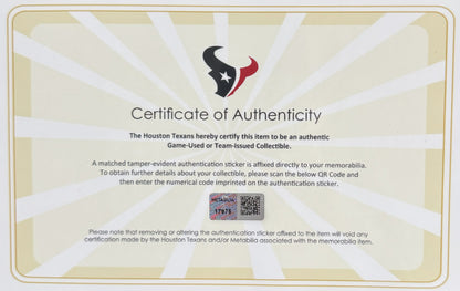 Dalton Schultz Game Issued 💪 Houston Texans 🐂 Nike NFL Jersey Also includes COA 🛡️