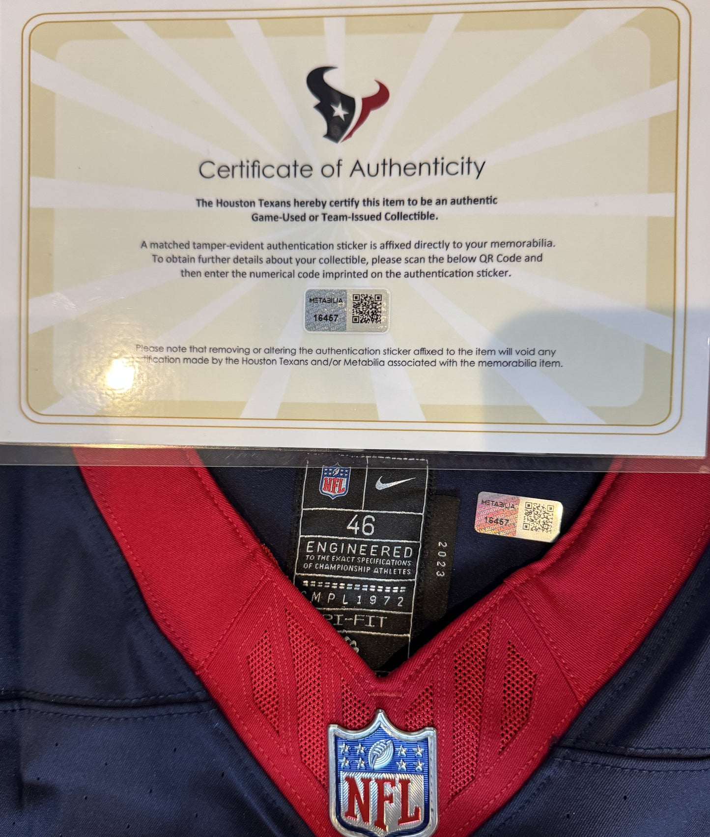 Juice Scruggs Team Issued 💥 Houston Texans 🐂 Nike NFL Jersey Also includes COA 📄