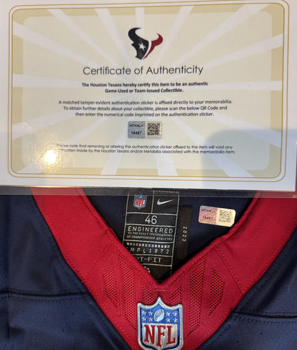Juice Scruggs Team Issued 💥 Houston Texans 🐂 Nike NFL Jersey Also includes COA 📄
