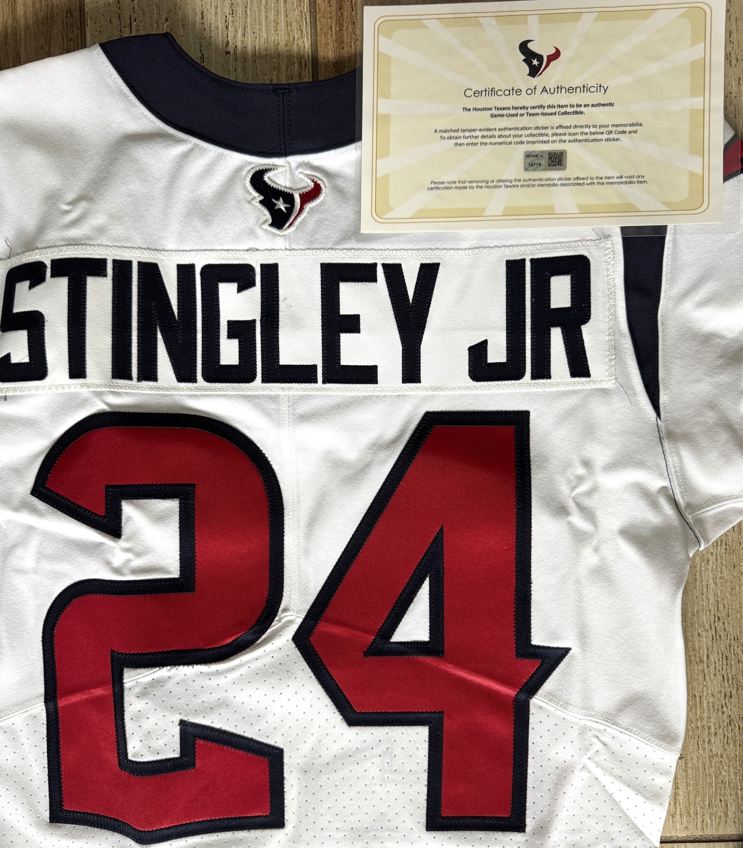 Derek Stingley Jr Team Issued Houston Texans 🐂 Nike NFL Jersey Also includes COA 🛡️