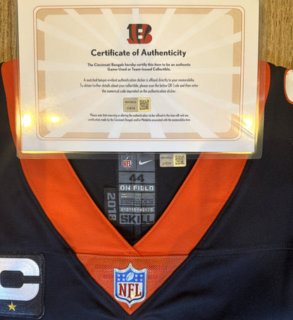 Joe Burrow Team-Issued Cincinnati Bengals On-Field Nike NFL Jersey Includes captains patch Size 44🧡🖤