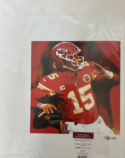 Patrick Mahomes🪶Chiefs Joshua Barton Signed✍️LE 12x18 Lithograph 110/500 (PA)🏆