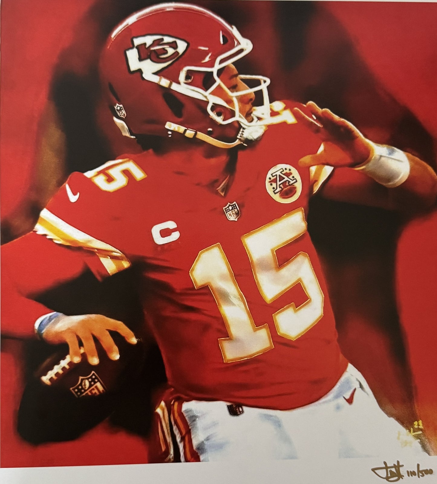 Patrick Mahomes🪶Chiefs Joshua Barton Signed✍️LE 12x18 Lithograph 110/500 (PA)🏆