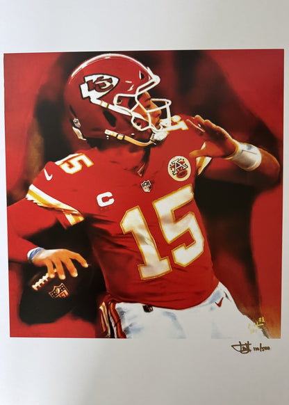 Patrick Mahomes🪶Chiefs Joshua Barton Signed✍️LE 12x18 Lithograph 110/500 (PA)🏆