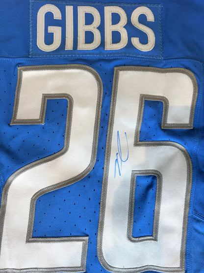 Jahmyr Gibbs SIGNED✍️Detroit Lions🦁Authentic Nike NFL Jersey👕 Also includes PSA Authentication💥