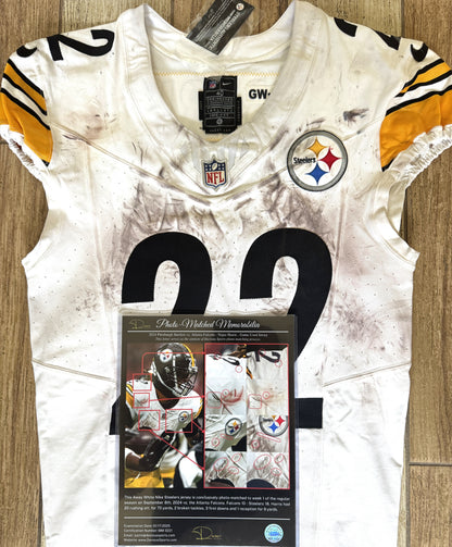 Najee Harris GAME WORN💪09/08/24 PHOTO MATCHED📸Steelers NFL Jersey👕Inc.COA💥