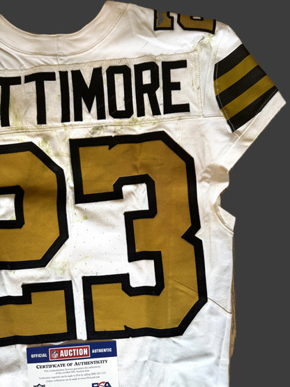 Marshon Lattimore GAME WORN 💪 10/07/24 PHOTO MATCHED 📸 New Orleans Saints ⚜️ Nike NFL Jersey🎽 vs. Kansas City Chiefs - PSA Authenticated 🛡️