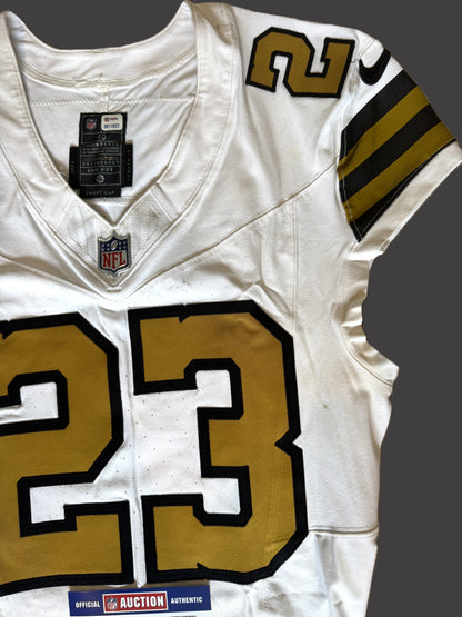 Marshon Lattimore GAME WORN 💪 10/07/24 PHOTO MATCHED 📸 New Orleans Saints ⚜️ Nike NFL Jersey🎽 vs. Kansas City Chiefs - PSA Authenticated 🛡️