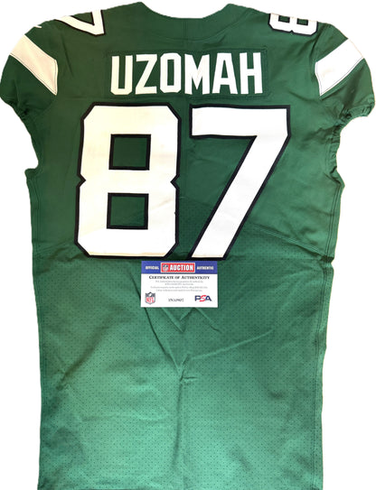 C.J. Uzomah GAME WORN/USED 💪 New York Jets Nike NFL Jersey 👕 with PSA Authenticity🛡️ Crucial Catch Game