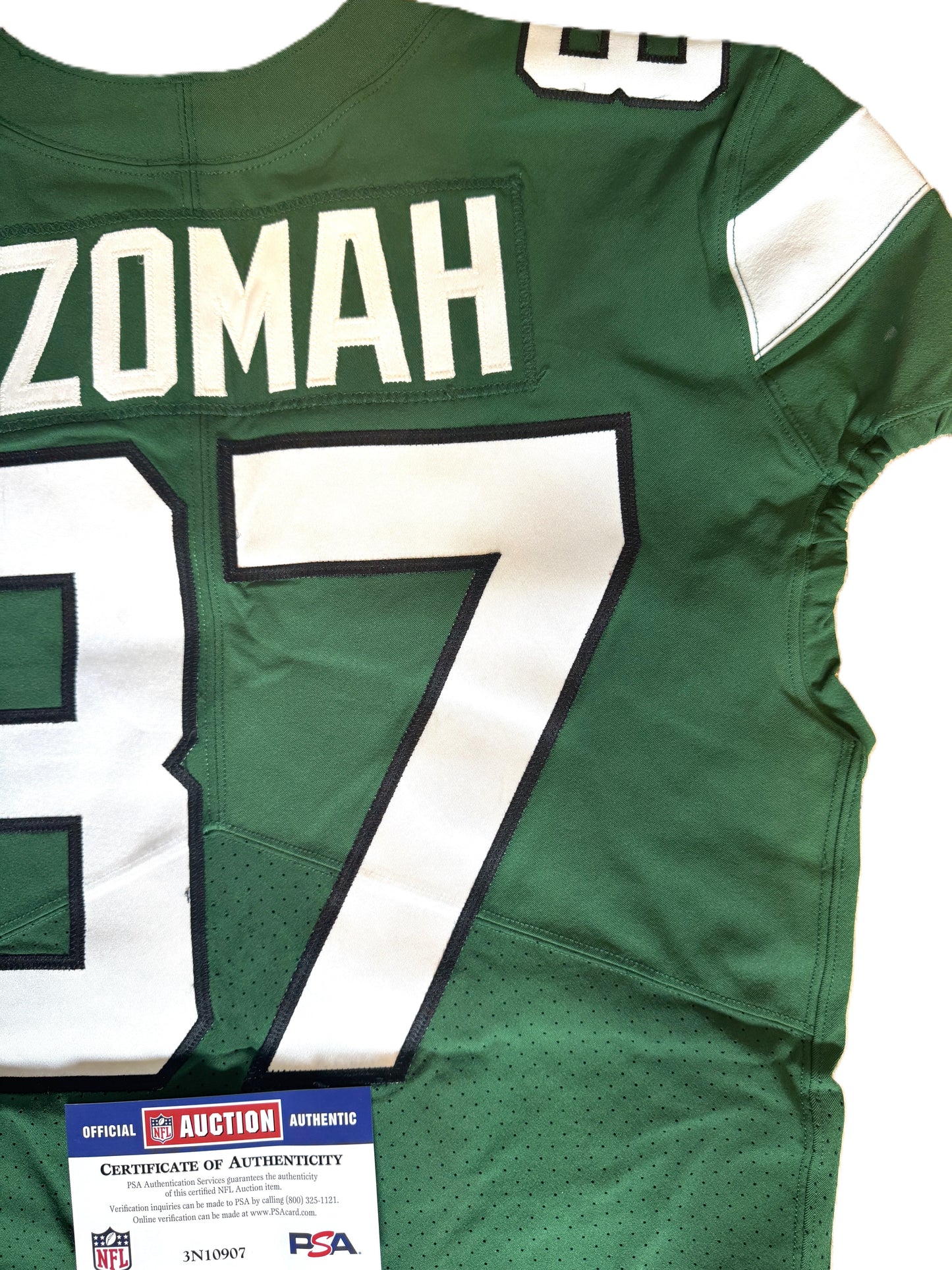 C.J. Uzomah GAME WORN/USED 💪 New York Jets Nike NFL Jersey 👕 with PSA Authenticity🛡️ Crucial Catch Game