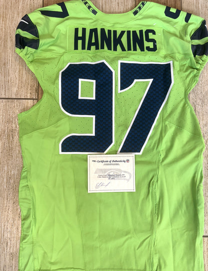 Johnathan Hankins GAME-WORN💪12/15/24 Seattle Seahawks NFL Color Rush Jersey👕vs. Green Bay Packers Inc.COA