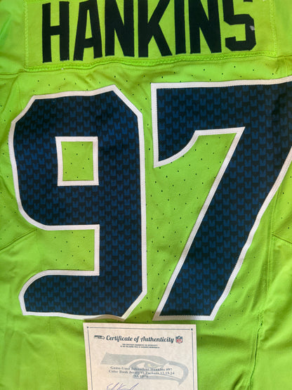 Johnathan Hankins GAME-WORN💪12/15/24 Seattle Seahawks NFL Color Rush Jersey👕vs. Green Bay Packers Inc.COA