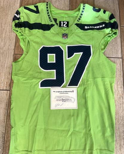Johnathan Hankins GAME-WORN💪12/15/24 Seattle Seahawks NFL Color Rush Jersey👕vs. Green Bay Packers Inc.COA