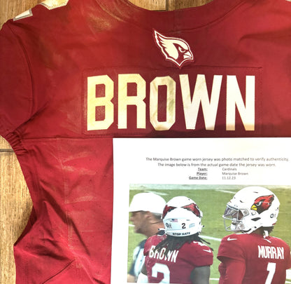 Marquise Brown GAME WORN💪11/12/23 PHOTO MATCHED Arizona Cardinals NFL Jersey WIN vs. Falcons