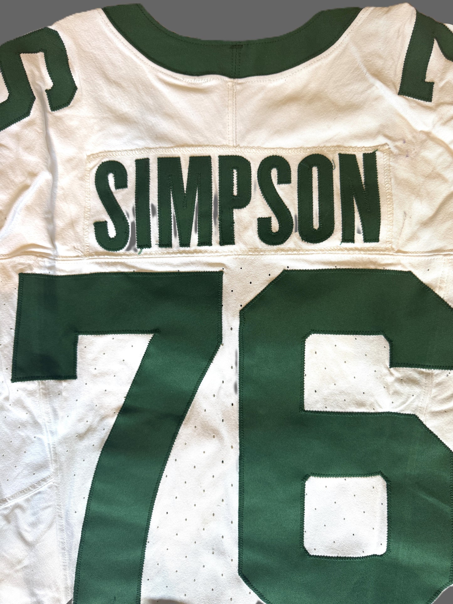 John Simpson GAME USED 💪 10/06/2024 PHOTO MATCHED 📸 New York Jets Nike NFL Jersey 👕vs. Minnesota Vikings in London 🌍 Also includes PSA Authenticity🛡️