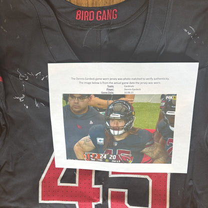 Dennis Gardeck GAME WORN💪10/08/2023 PHOTO MATCHED Arizona Cardinals NFL Jersey vs.Bengals🐅