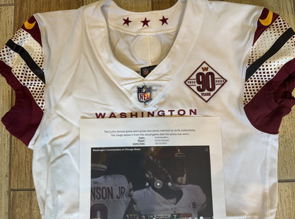 Curtis Samuel GAME WORN💪10/13/22 PHOTO MATCHED📸Commanders NFL Jersey vs.Chicago Bears (Crucial Catch Game)