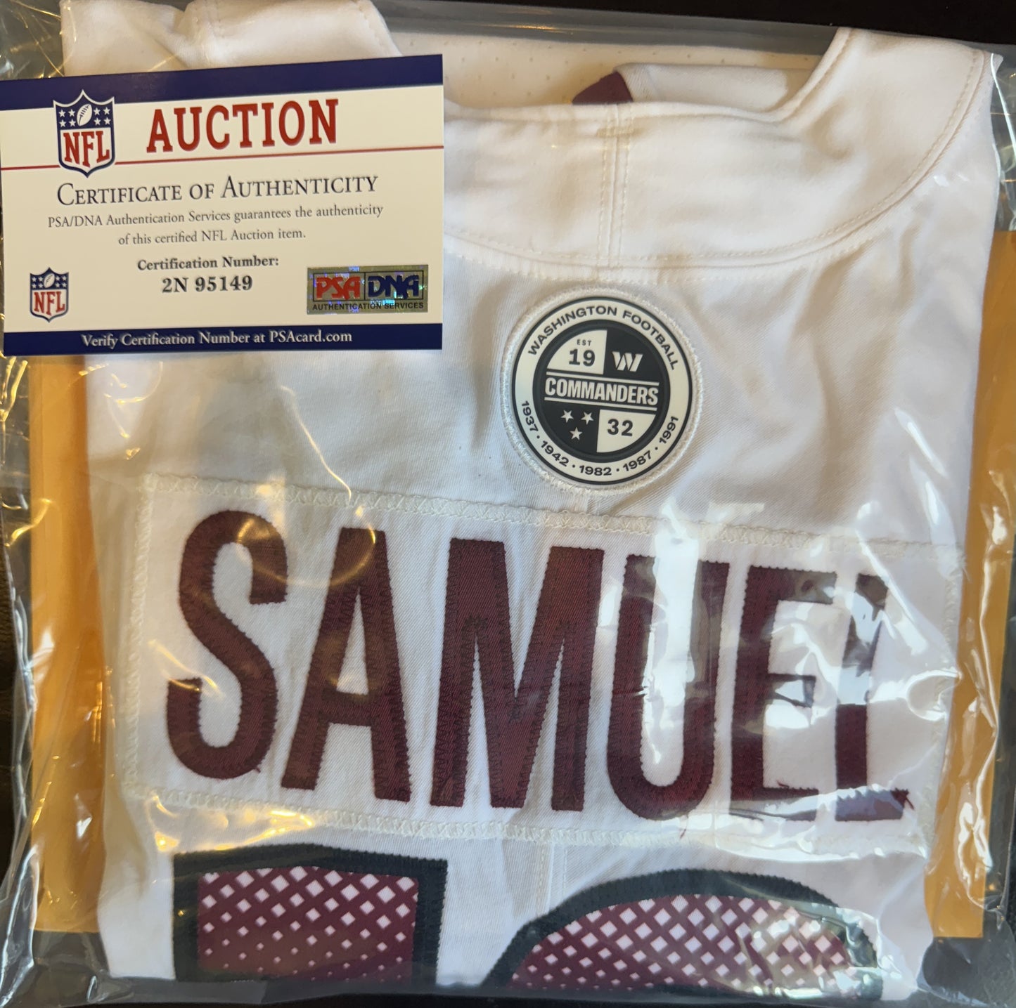Curtis Samuel GAME WORN💪10/13/22 PHOTO MATCHED📸Commanders NFL Jersey vs.Chicago Bears (Crucial Catch Game)