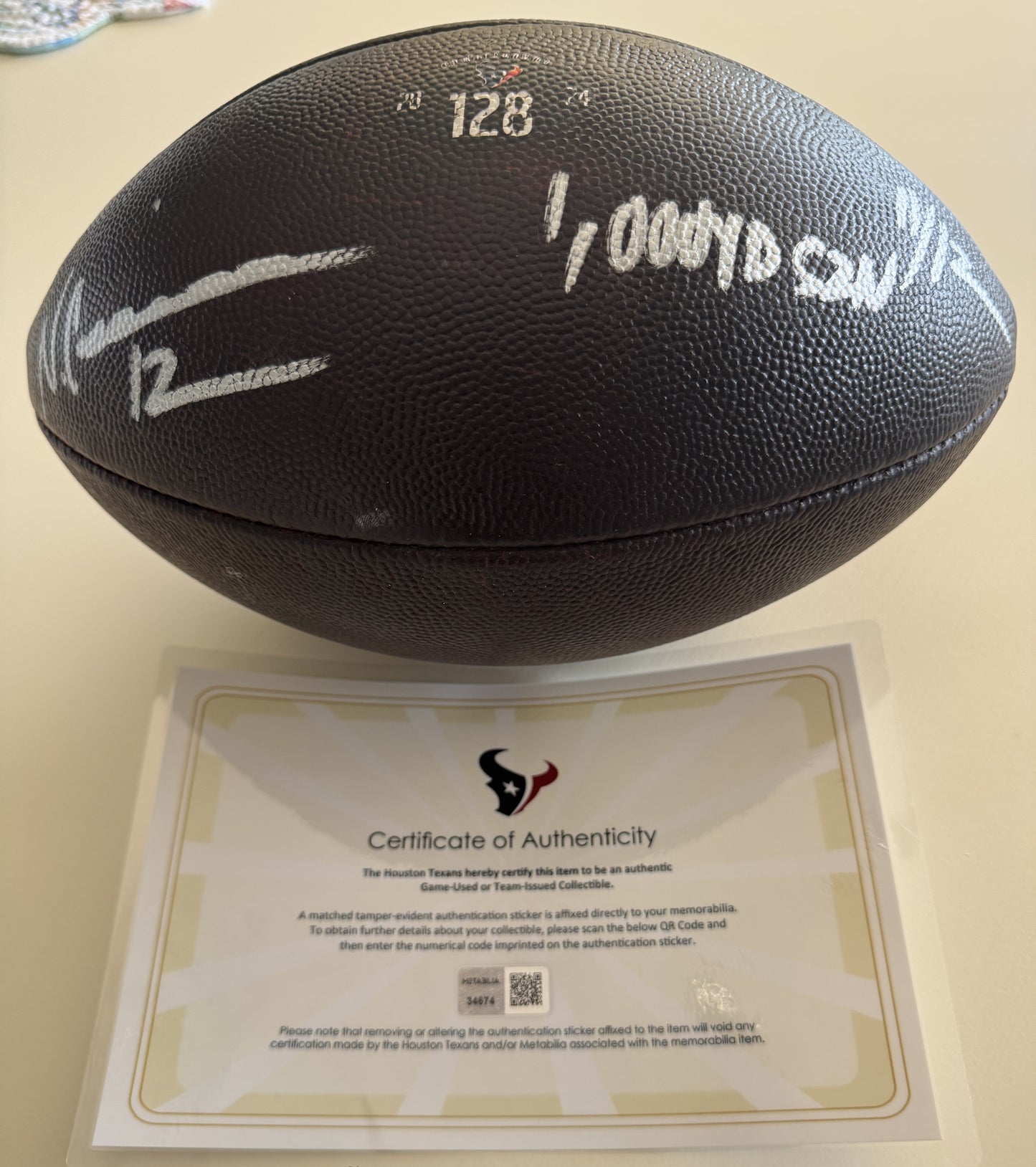 Nico Collins Signed GAME-USED Ball 💪 24/25 season Houston Texans NFL Inscribed "1,000yd SZN 11/12" Limited Edition of 12 💥