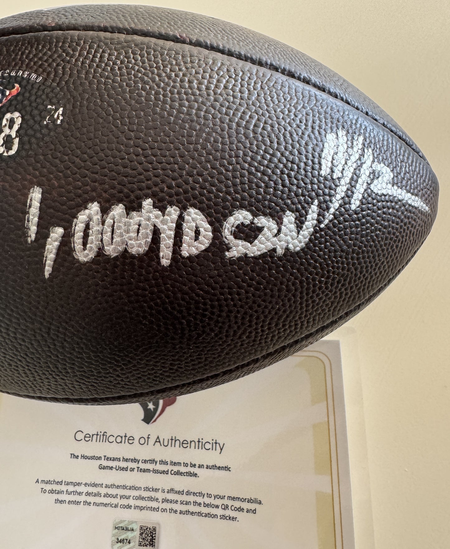 Nico Collins Signed GAME-USED Ball 💪 24/25 season Houston Texans NFL Inscribed "1,000yd SZN 11/12" Limited Edition of 12 💥