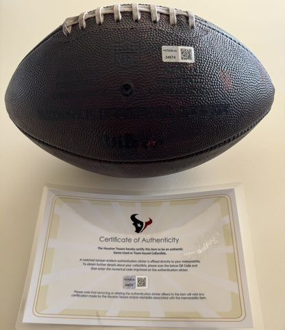 Nico Collins Signed GAME-USED Ball 💪 24/25 season Houston Texans NFL Inscribed "1,000yd SZN 11/12" Limited Edition of 12 💥