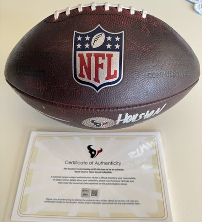 Nico Collins Hand Signed 🖊️ Practice-USED 💪 Wilson The Duke NFL Ball Inscribed "Houston Strong!"
