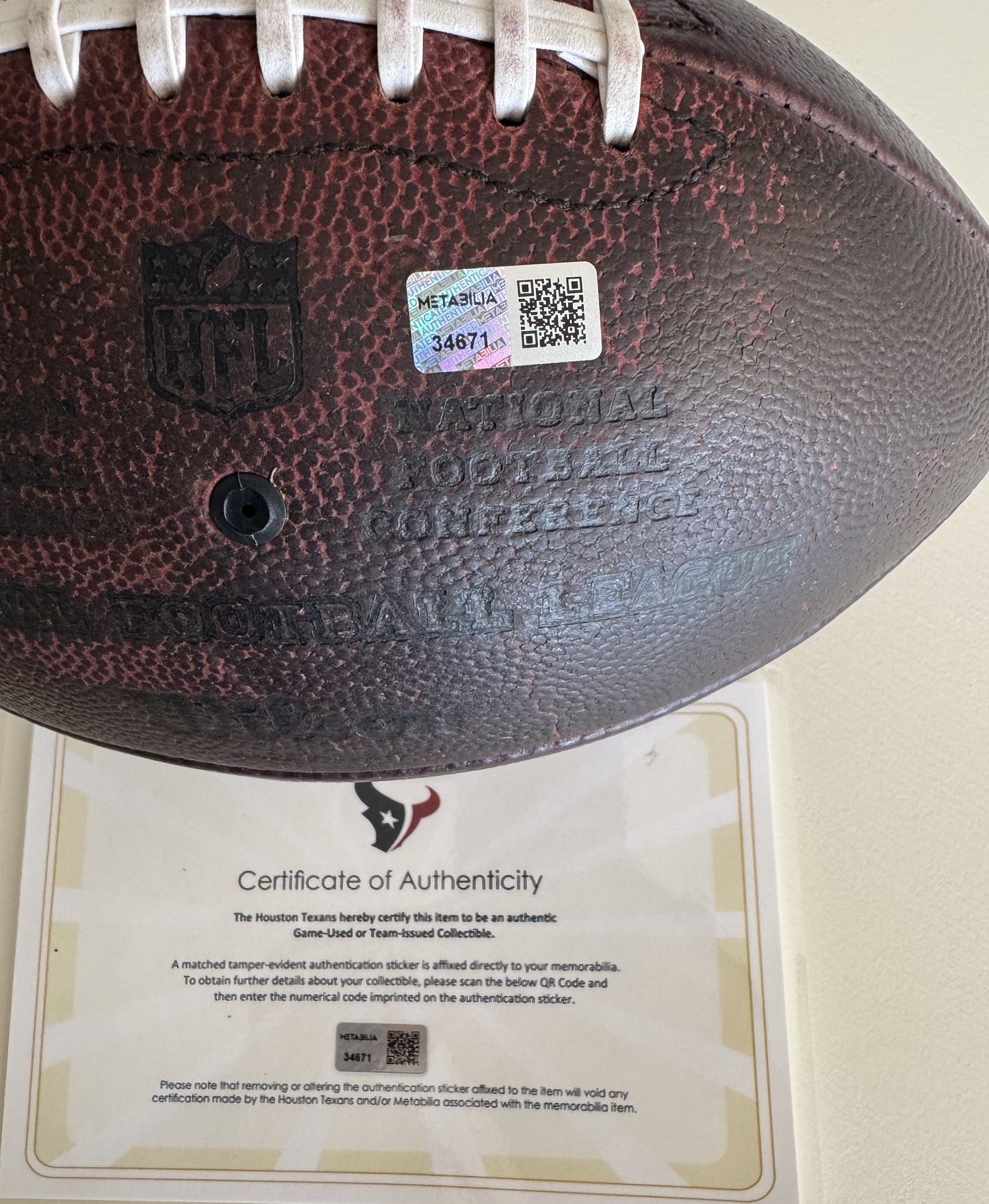 Nico Collins Hand Signed 🖊️ Practice-USED 💪 Wilson The Duke NFL Ball Inscribed "Houston Strong!"