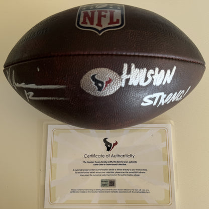 Nico Collins Hand Signed 🖊️ Practice-USED 💪 Wilson The Duke NFL Ball Inscribed "Houston Strong!"