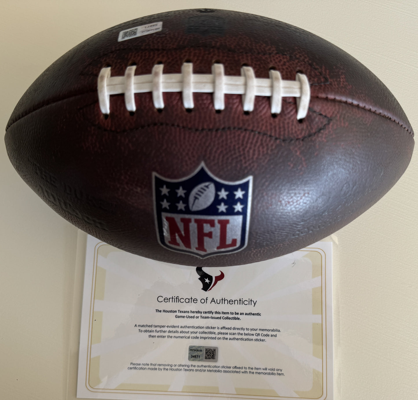 Nico Collins Hand Signed 🖊️ Practice-USED 💪 Wilson The Duke NFL Ball Inscribed "Houston Strong!"