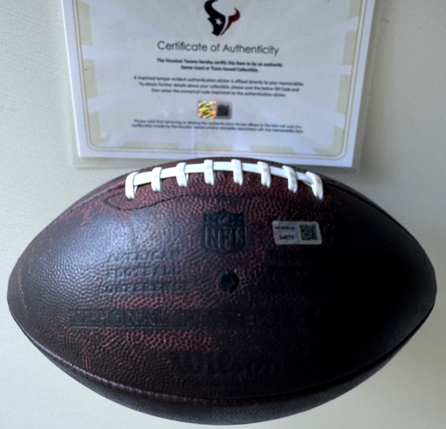 Nico Collins Hand Signed 🖊️ Practice-USED 💪 Wilson The Duke NFL Ball Inscribed "Houston Strong!"