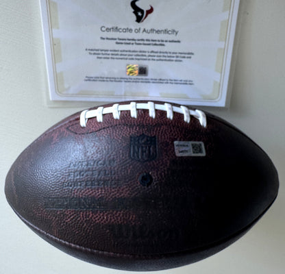 Nico Collins Hand Signed 🖊️ Practice-USED 💪 Wilson The Duke NFL Ball Inscribed "Houston Strong!"