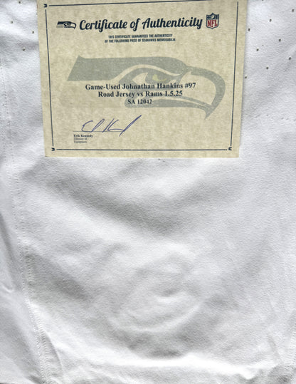 Johnathan Hankins GAME-WORN 💪 01/05/25 Seattle Seahawks NFL Jersey 👕 vs. Los Angeles Rams 🐏 inc.COA 💥
