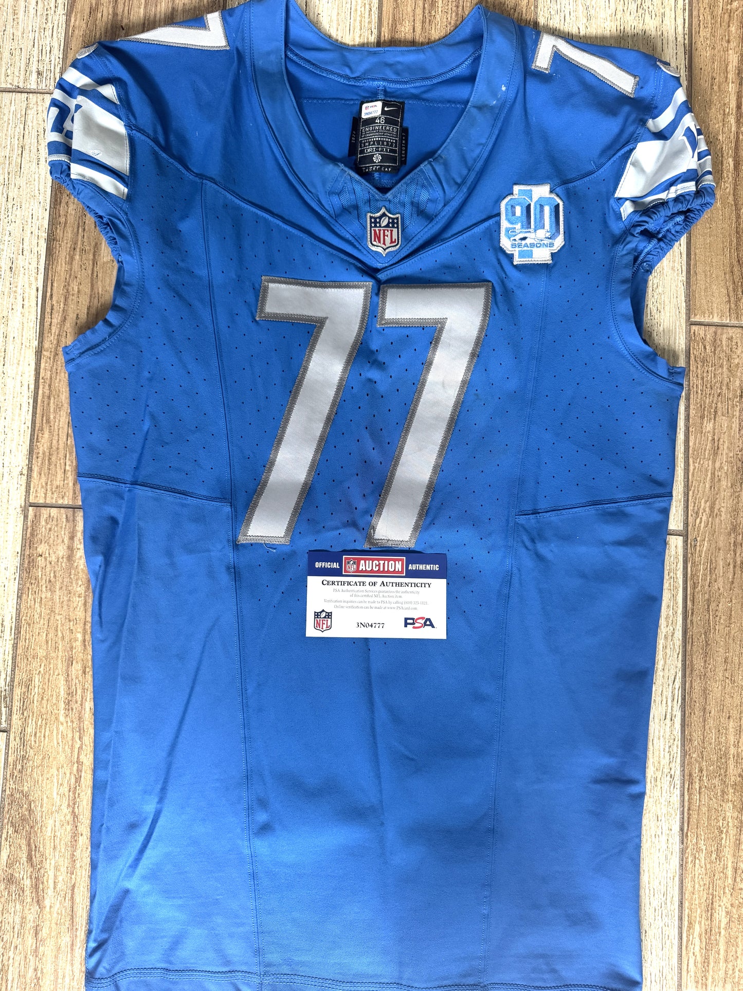 Frank Ragnow GAME WORN 💪 11/19/23 Detroit Lions 🦁 Nike NFL Jersey 👕 vs. Chicago Bears Salute 2 Service game  Inc. PSA Certification 🛡️